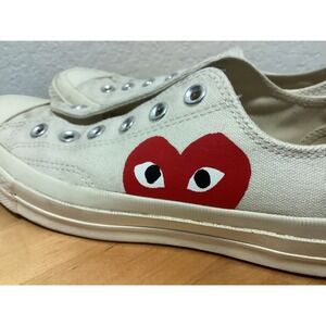 Comme des Garçons PLAY x‎ Converse Chuck Taylor All Star Low Cream Heart Shoes 7